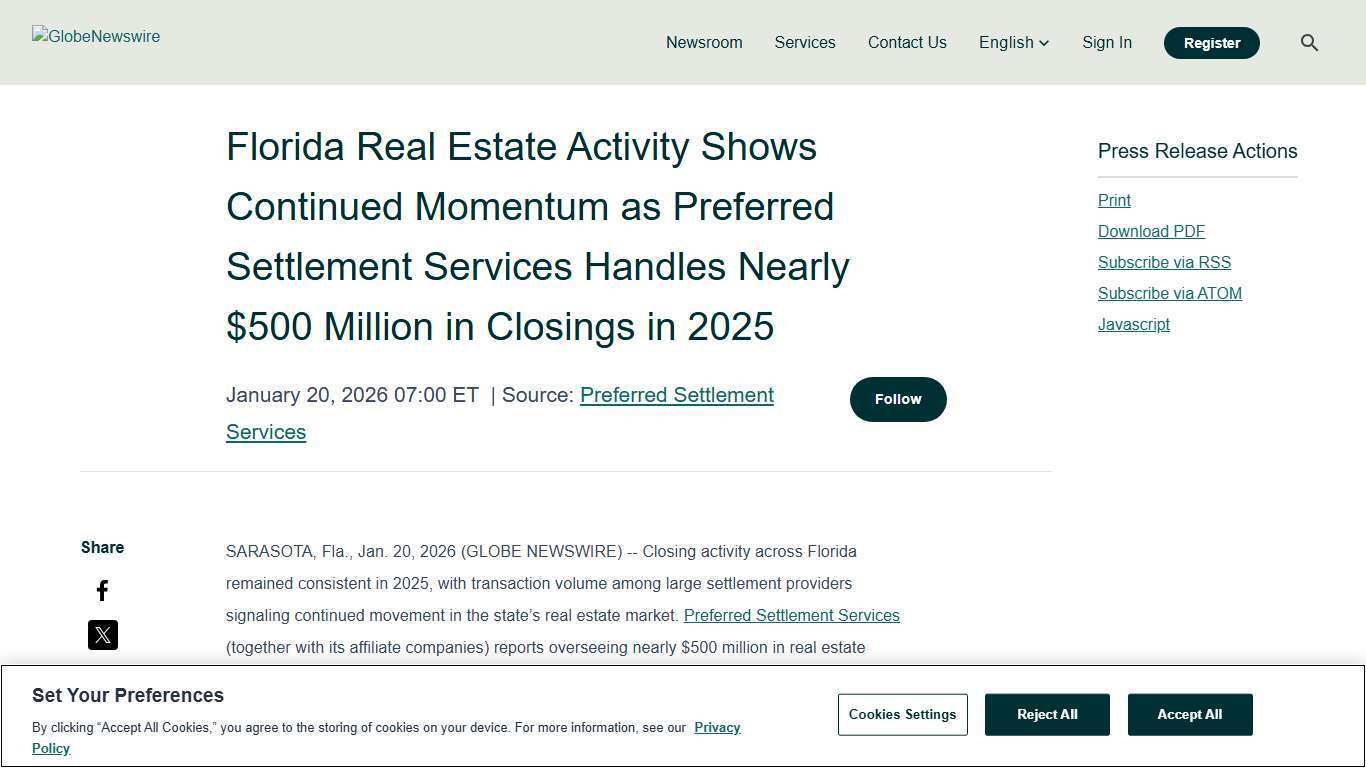 Florida Real Estate Activity Shows Continued Momentum as
