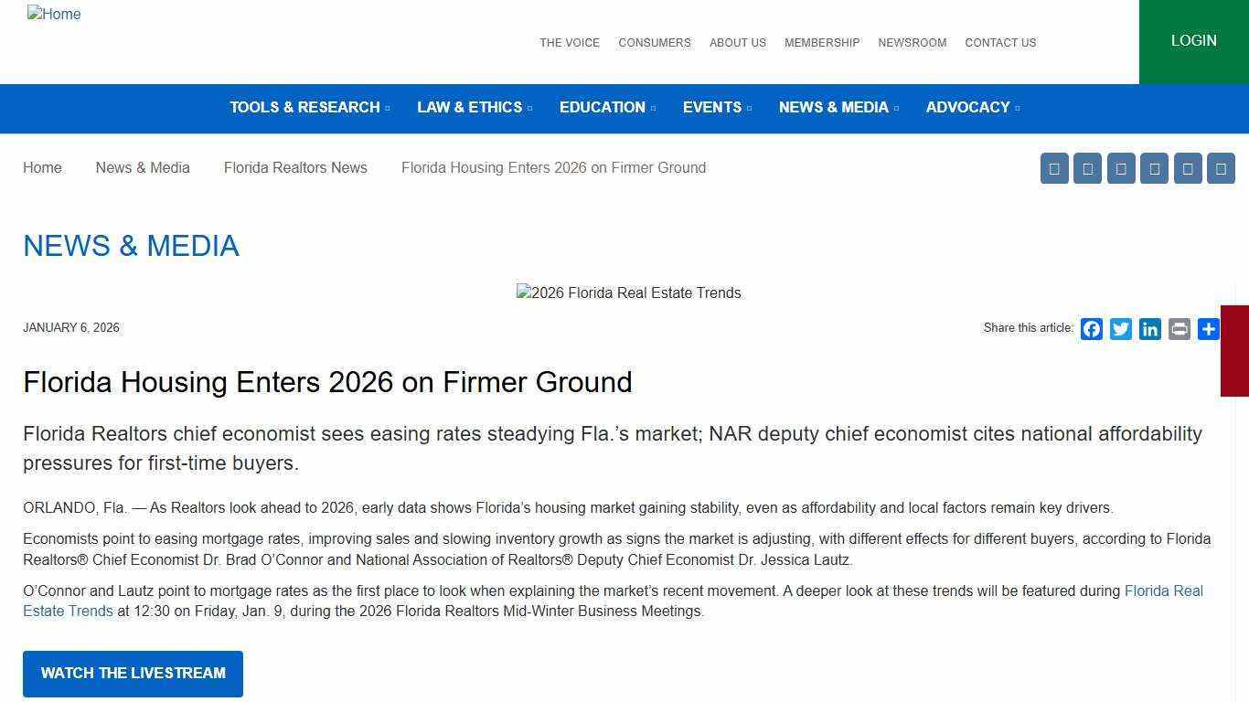 Florida Housing Enters 2026 on Firmer Ground | Florida Realtors