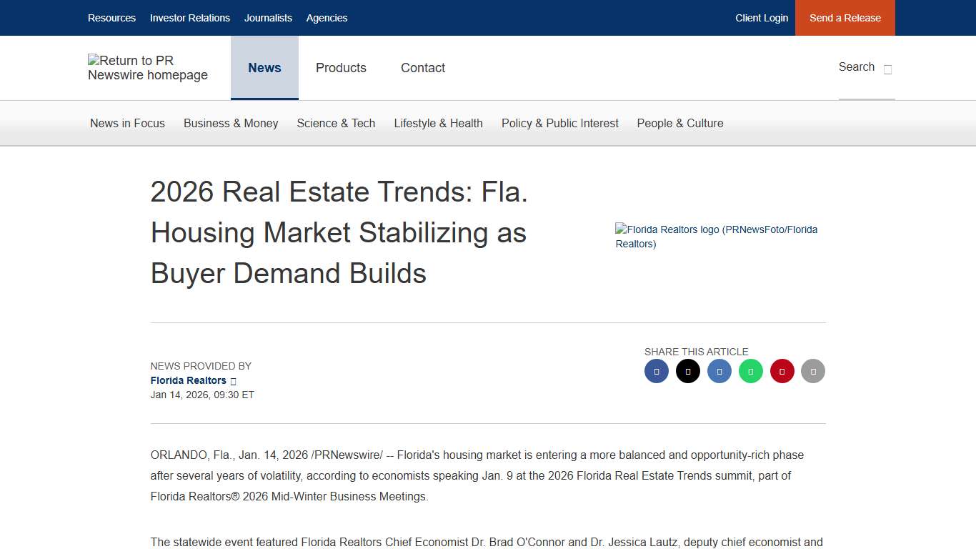 2026 Real Estate Trends: Fla. Housing Market Stabilizing as Buyer Demand Builds